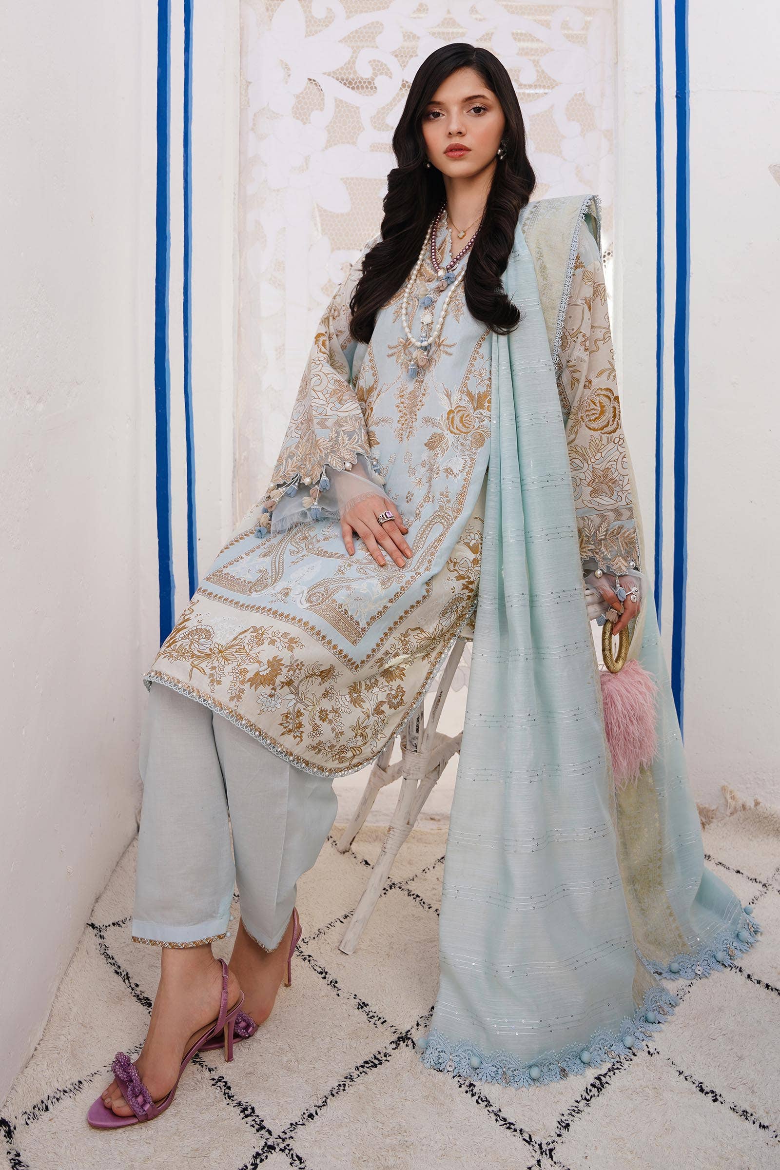 Sana Safinaz | Muzlin Spring 24 | M241-018B-CM by Sana Safinaz - Designer Dress - Type: Ladies Clothes - Available at Libayah - 100% Original