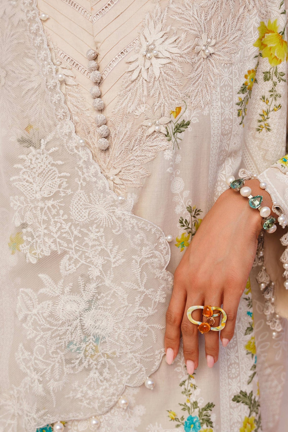 Sana Safinaz | Muzlin Spring 24 | M241-020A-CW by Sana Safinaz - Designer Dress - Type: Ladies Clothes - Available at Libayah - 100% Original