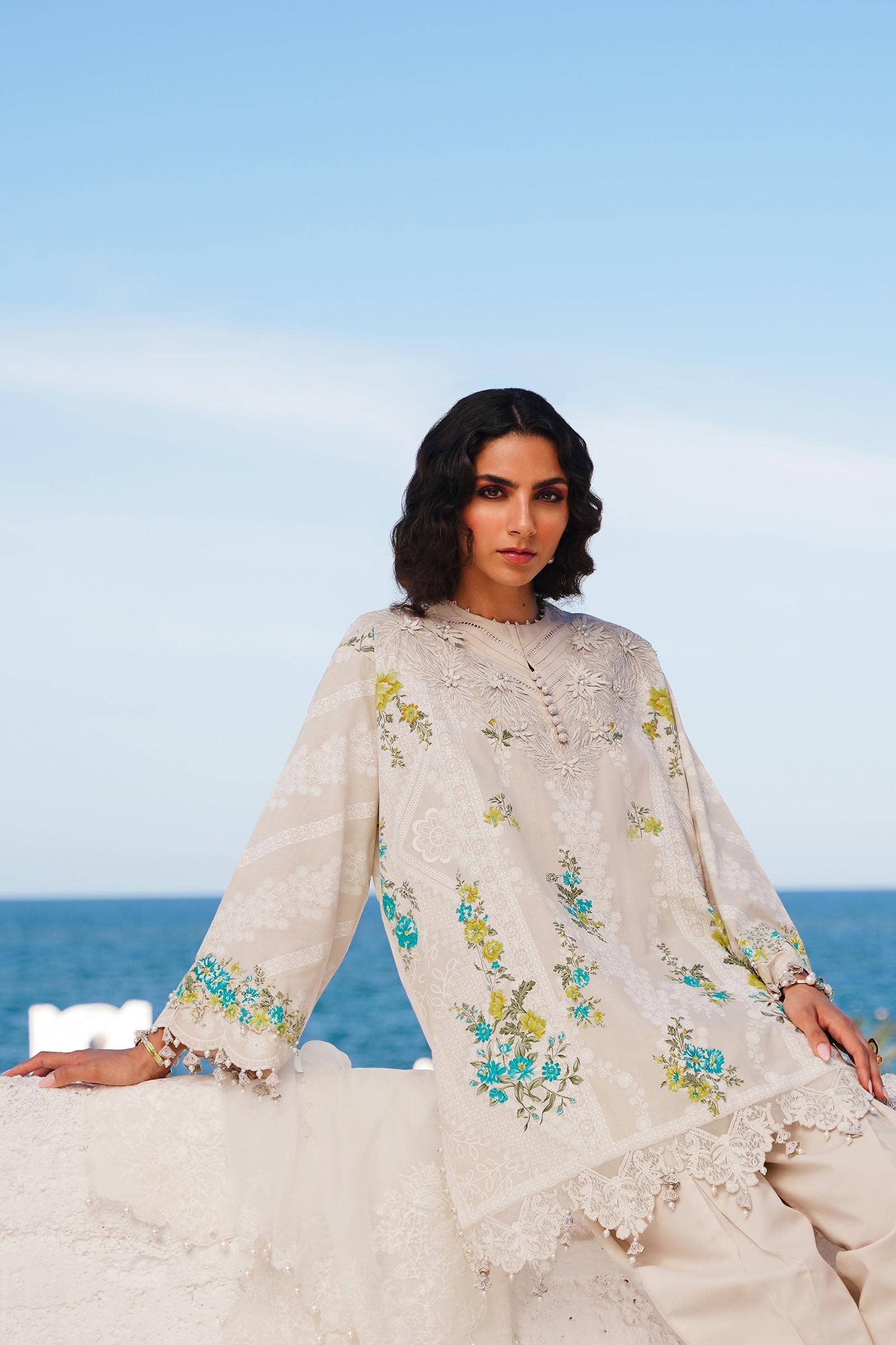 Sana Safinaz | Muzlin Spring 24 | M241-020A-CW by Sana Safinaz - Designer Dress - Type: Ladies Clothes - Available at Libayah - 100% Original