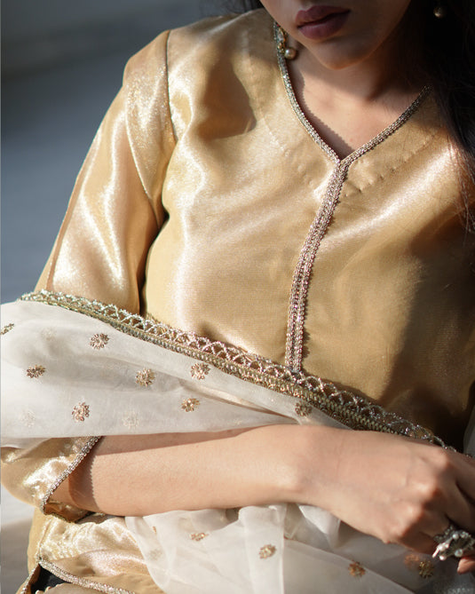 Zar | Gharara Formals | Golden by Zar - Designer Dress - Type: Ladies Clothes - Available at Libayah - 100% Original