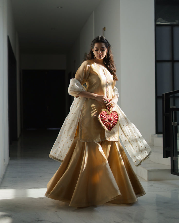 Zar | Gharara Formals | Golden by Zar - Designer Dress - Type: Ladies Clothes - Available at Libayah - 100% Original