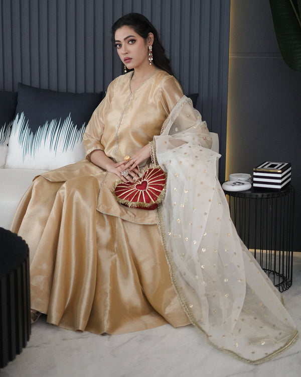 Zar | Gharara Formals | Golden by Zar - Designer Dress - Type: Ladies Clothes - Available at Libayah - 100% Original