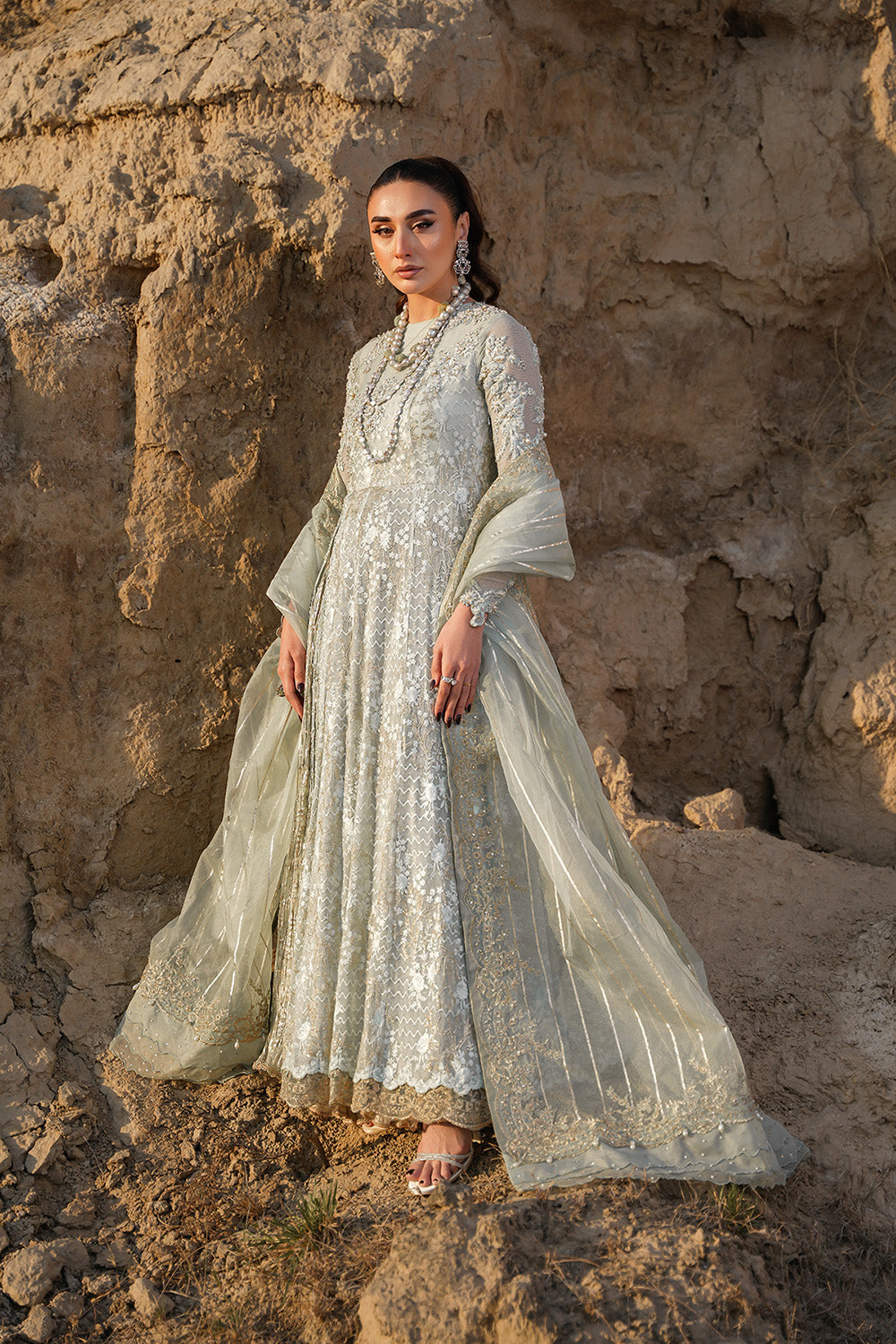 Nilofer Shahid | Verve Summer 24 | Mavi   Verve SS 24 by Nilofer Shahid - Designer Dress - Type: Ladies Clothes - Available at Libayah - 100% Original