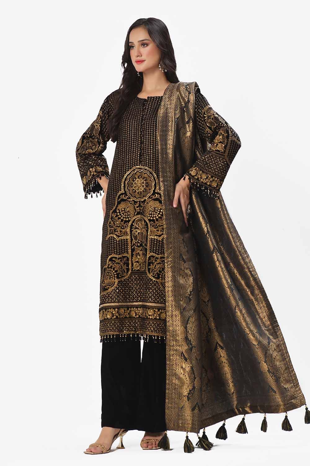 Gul Ahmed | Winter Collection 24 | Jacquard Dupatta NS-42001 by Gul Ahmed - Designer Dress - Type: Ladies Clothes - Available at Libayah - 100% Original