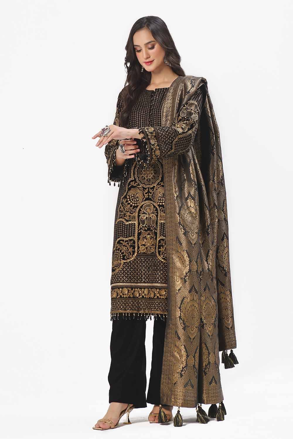 Gul Ahmed | Winter Collection 24 | Jacquard Dupatta NS-42001 by Gul Ahmed - Designer Dress - Type: Ladies Clothes - Available at Libayah - 100% Original