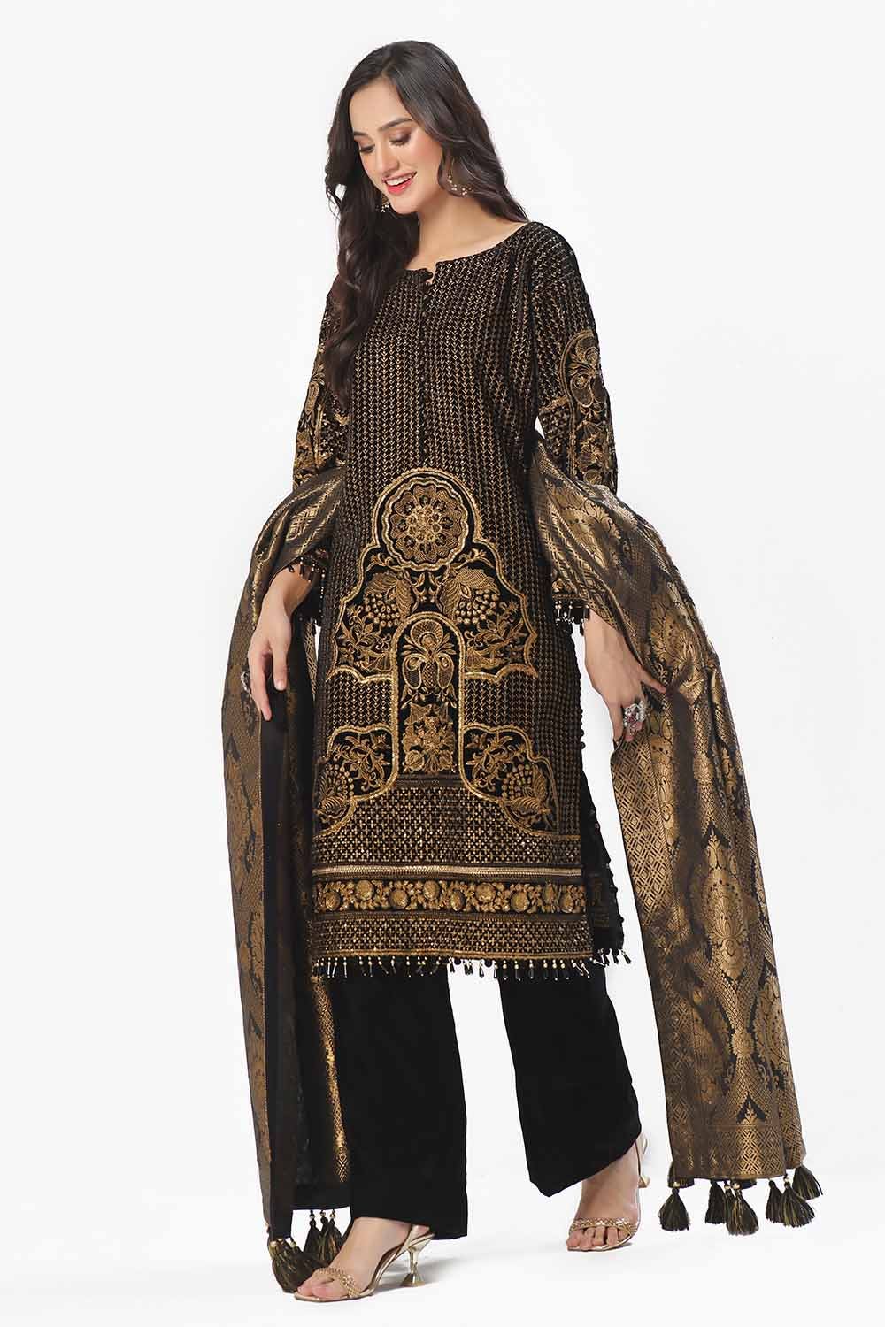 Gul Ahmed | Winter Collection 24 | Jacquard Dupatta NS-42001 by Gul Ahmed - Designer Dress - Type: Ladies Clothes - Available at Libayah - 100% Original