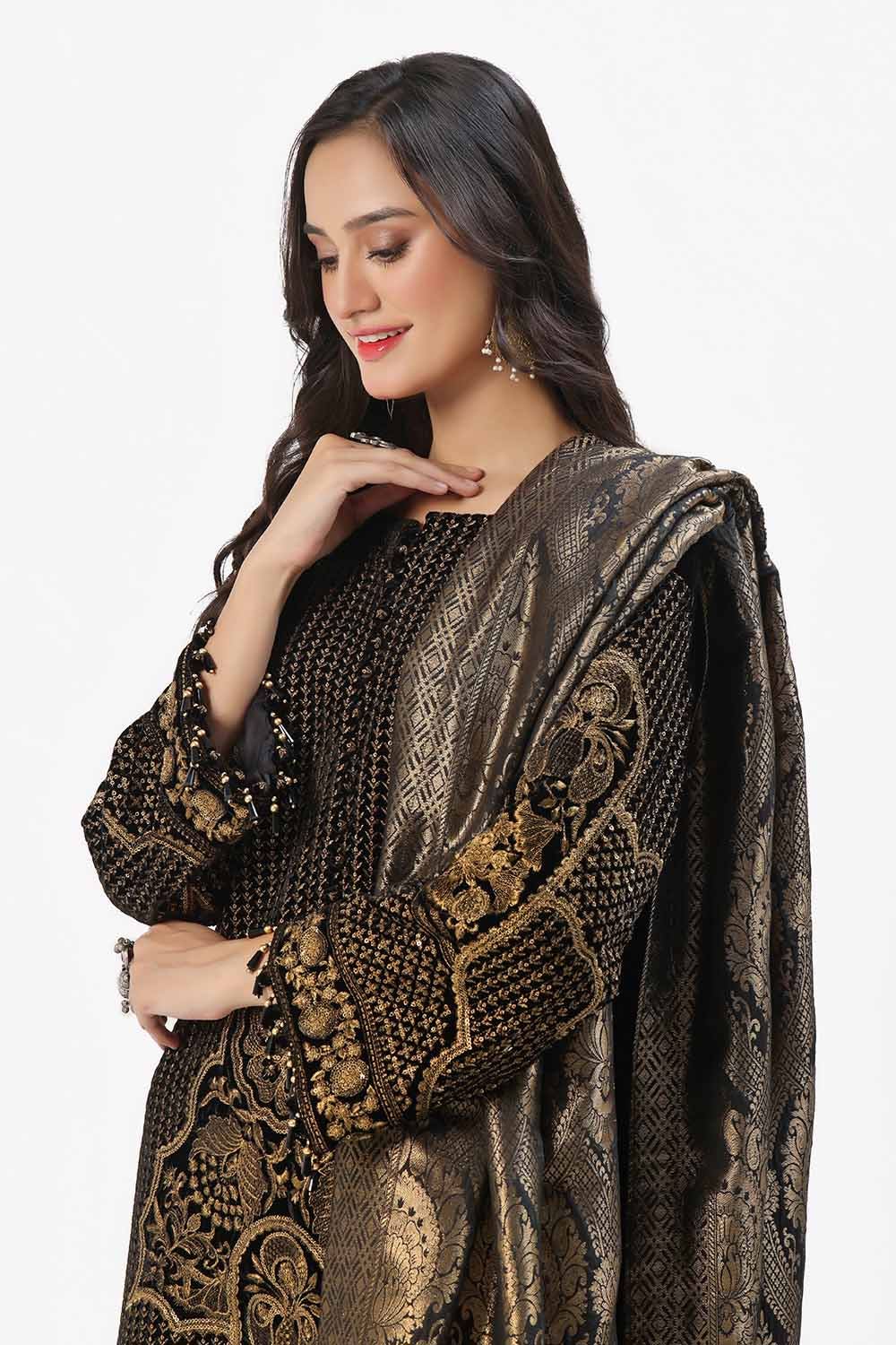 Gul Ahmed | Winter Collection 24 | Jacquard Dupatta NS-42001 by Gul Ahmed - Designer Dress - Type: Ladies Clothes - Available at Libayah - 100% Original