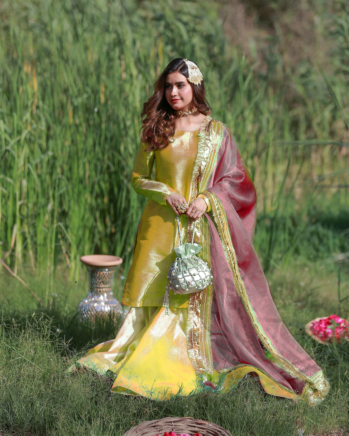 Zar | Gharara Formals | Yellow/Pink by Zar - Designer Dress - Type: Ladies Clothes - Available at Libayah - 100% Original