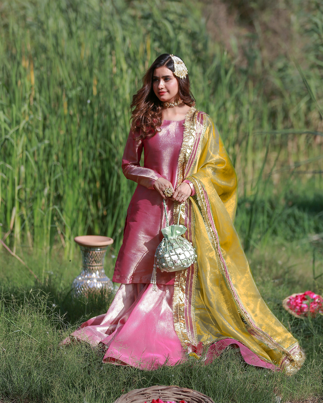 Zar | Gharara Formals | Pink/Yellow by Zar - Designer Dress - Type: Ladies Clothes - Available at Libayah - 100% Original