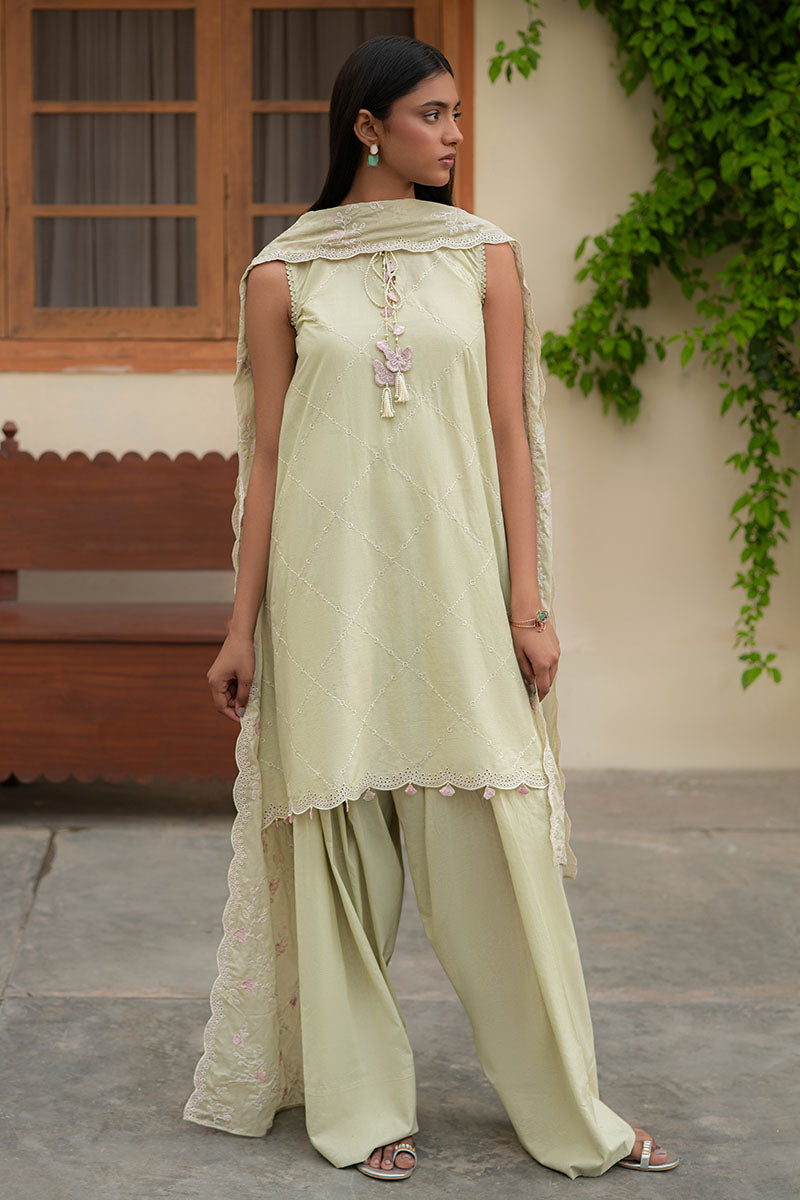 Cross Stitch | Mahiri Lawn 25 | CANARY GREEN by Cross Stitch - Designer Dress - Type: Ladies Clothes - Available at Libayah - 100% Original