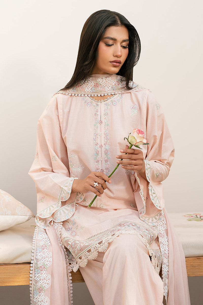 Cross Stitch | Mahiri Lawn 25 | PEACH BLOOM by Cross Stitch - Designer Dress - Type: Ladies Clothes - Available at Libayah - 100% Original
