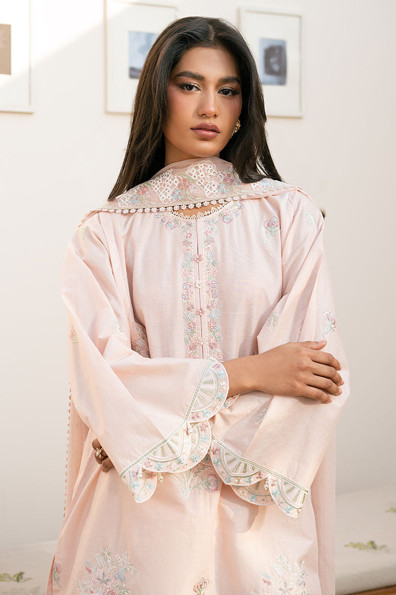Cross Stitch | Mahiri Lawn 25 | PEACH BLOOM by Cross Stitch - Designer Dress - Type: Ladies Clothes - Available at Libayah - 100% Original