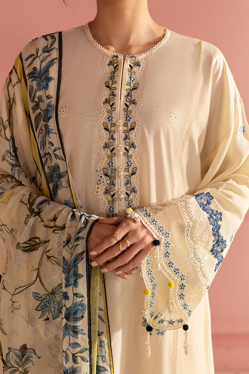 Cross Stitch | Premium Lawn 25 | BLUE ALLURE by Cross Stitch - Designer Dress - Type: Ladies Clothes - Available at Libayah - 100% Original