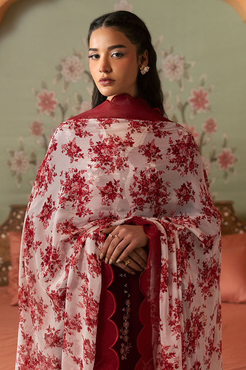 Cross Stitch | Premium Lawn 25 | CRIMSON RED by Cross Stitch - Designer Dress - Type: Ladies Clothes - Available at Libayah - 100% Original