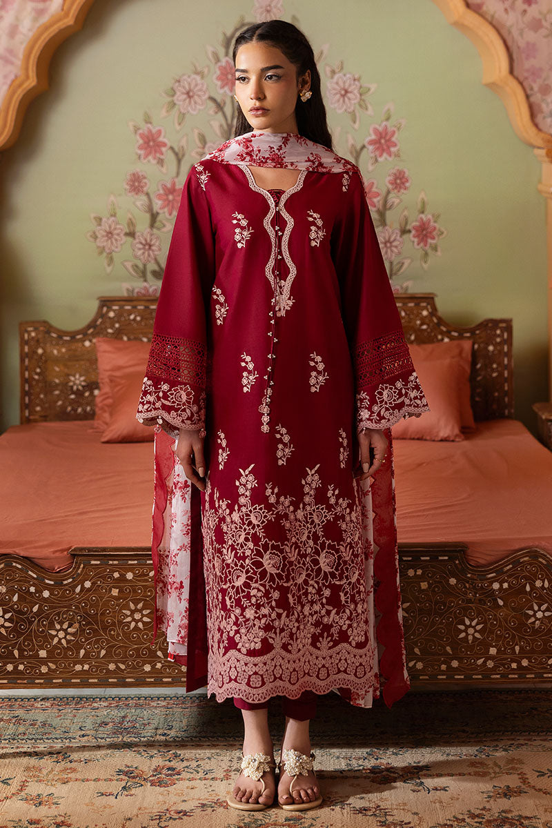 Cross Stitch | Premium Lawn 25 | CRIMSON RED by Cross Stitch - Designer Dress - Type: Ladies Clothes - Available at Libayah - 100% Original
