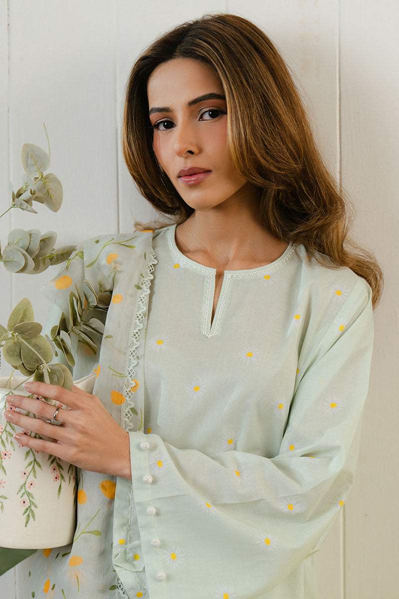 Cross Stitch | Daily Wear 25 | DAISY BLOOM-3 PC by Cross Stitch - Designer Dress - Type: Ladies Clothes - Available at Libayah - 100% Original