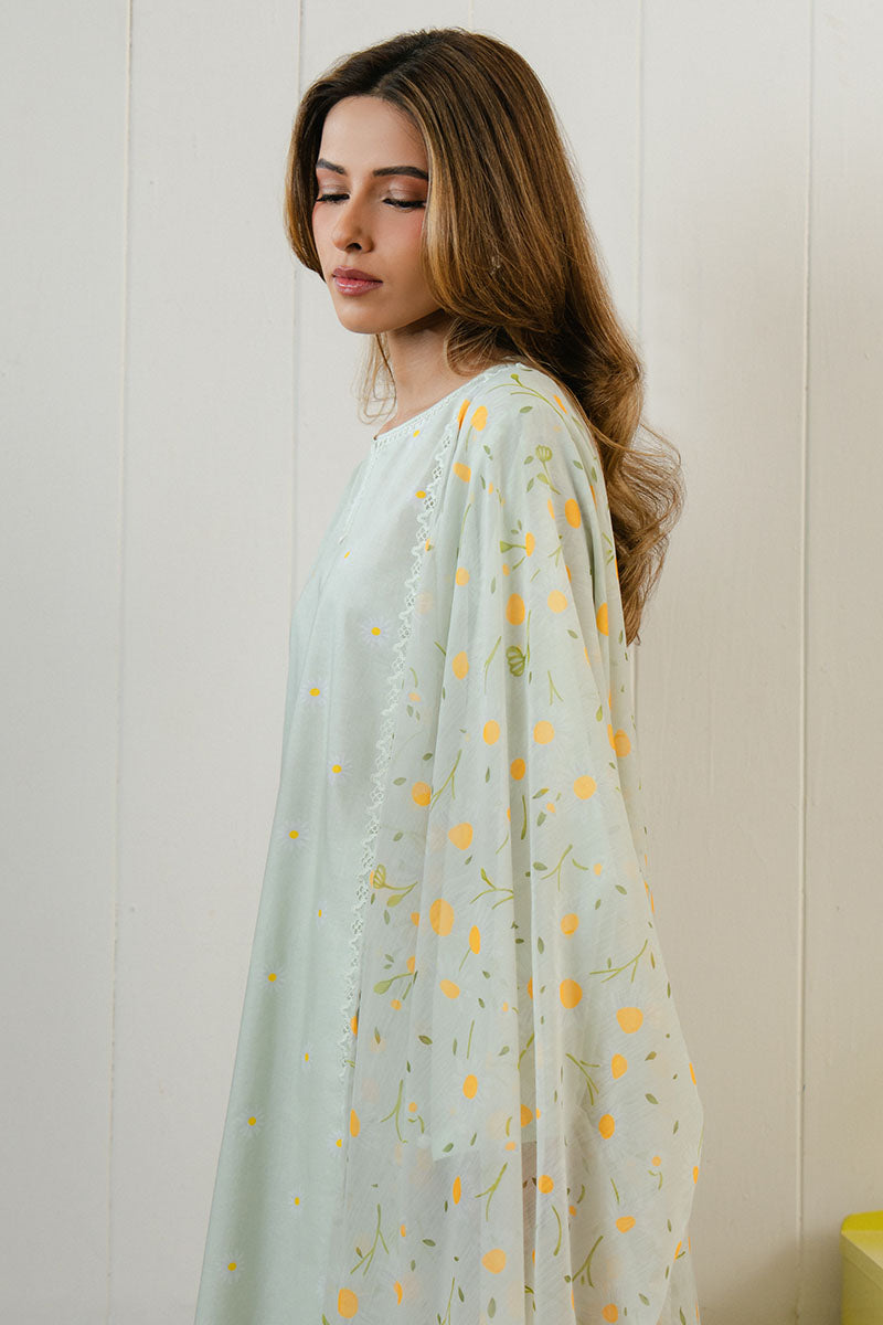 Cross Stitch | Daily Wear 25 | DAISY BLOOM-3 PC by Cross Stitch - Designer Dress - Type: Ladies Clothes - Available at Libayah - 100% Original