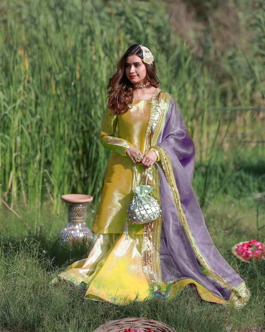 Zar | Gharara Formals | Yellow/Purple by Zar - Designer Dress - Type: Ladies Clothes - Available at Libayah - 100% Original