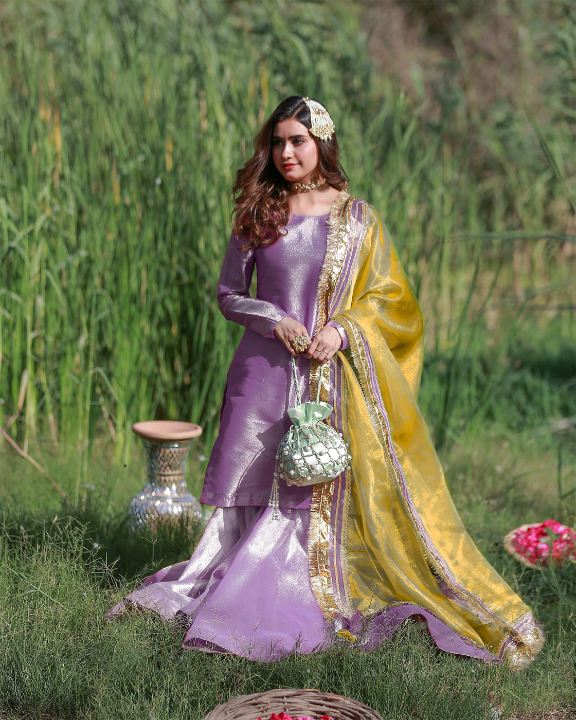 Zar | Gharara Formals | Purple/Yellow by Zar - Designer Dress - Type: Ladies Clothes - Available at Libayah - 100% Original