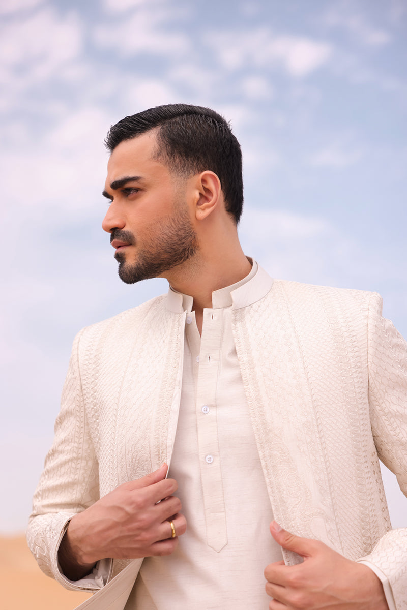 Pakistani Menswear | QAL-JSC-07 COAT by Libayah Ltd. - Designer Dress - Type: Menswear - Available at Libayah - 100% Original