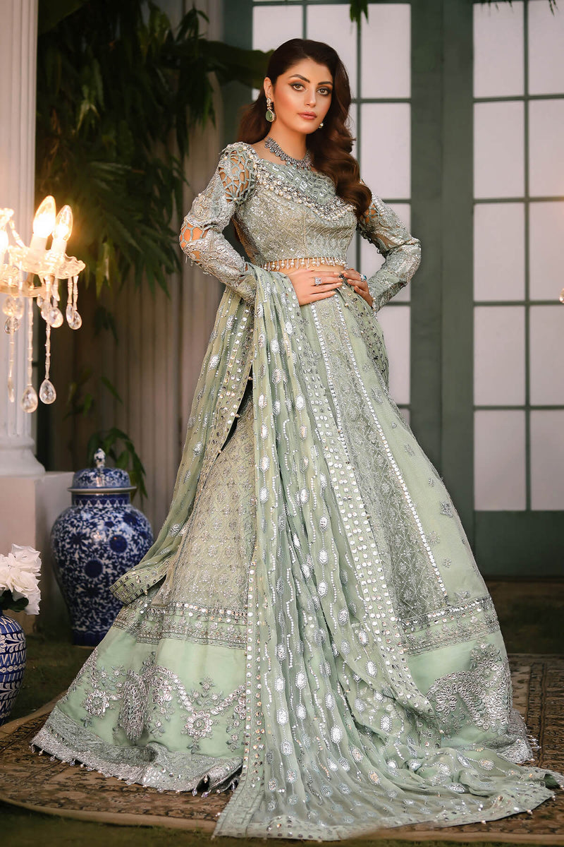 Raeesa Premium | Wajadan Wedding Formals | WD-2 Pea Green by Raeesa Premium - Designer Dress - Type: Ladies Clothes - Available at Libayah - 100% Original