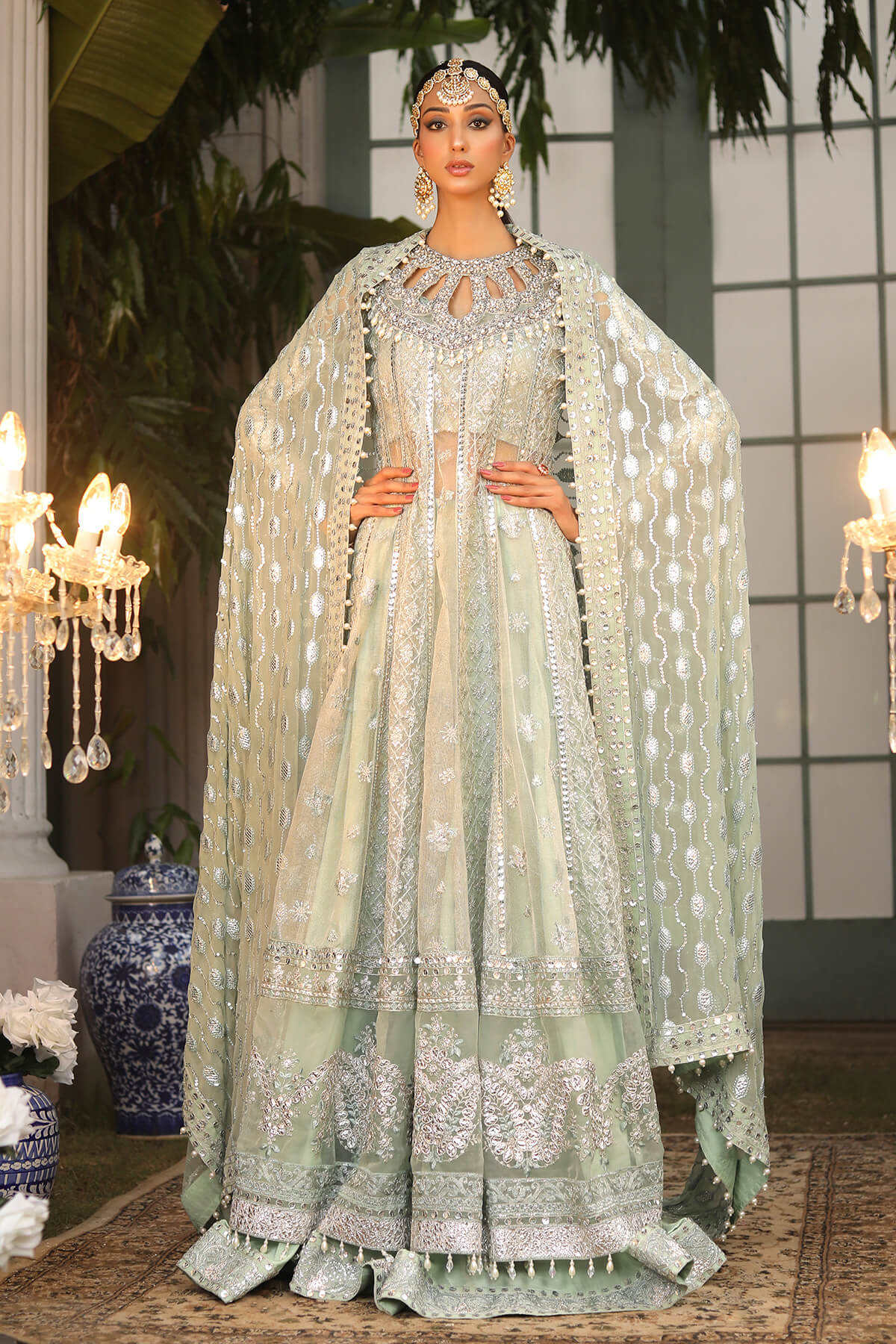 Raeesa Premium | Wajadan Wedding Formals | WD-2 Pea Green by Raeesa Premium - Designer Dress - Type: Ladies Clothes - Available at Libayah - 100% Original