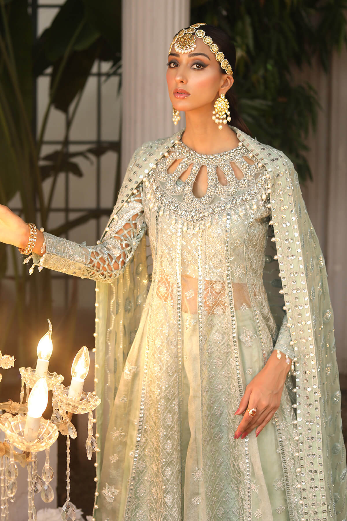 Raeesa Premium | Wajadan Wedding Formals | WD-2 Pea Green by Raeesa Premium - Designer Dress - Type: Ladies Clothes - Available at Libayah - 100% Original