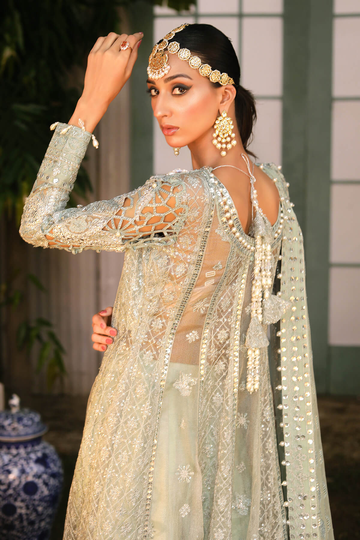 Raeesa Premium | Wajadan Wedding Formals | WD-2 Pea Green by Raeesa Premium - Designer Dress - Type: Ladies Clothes - Available at Libayah - 100% Original