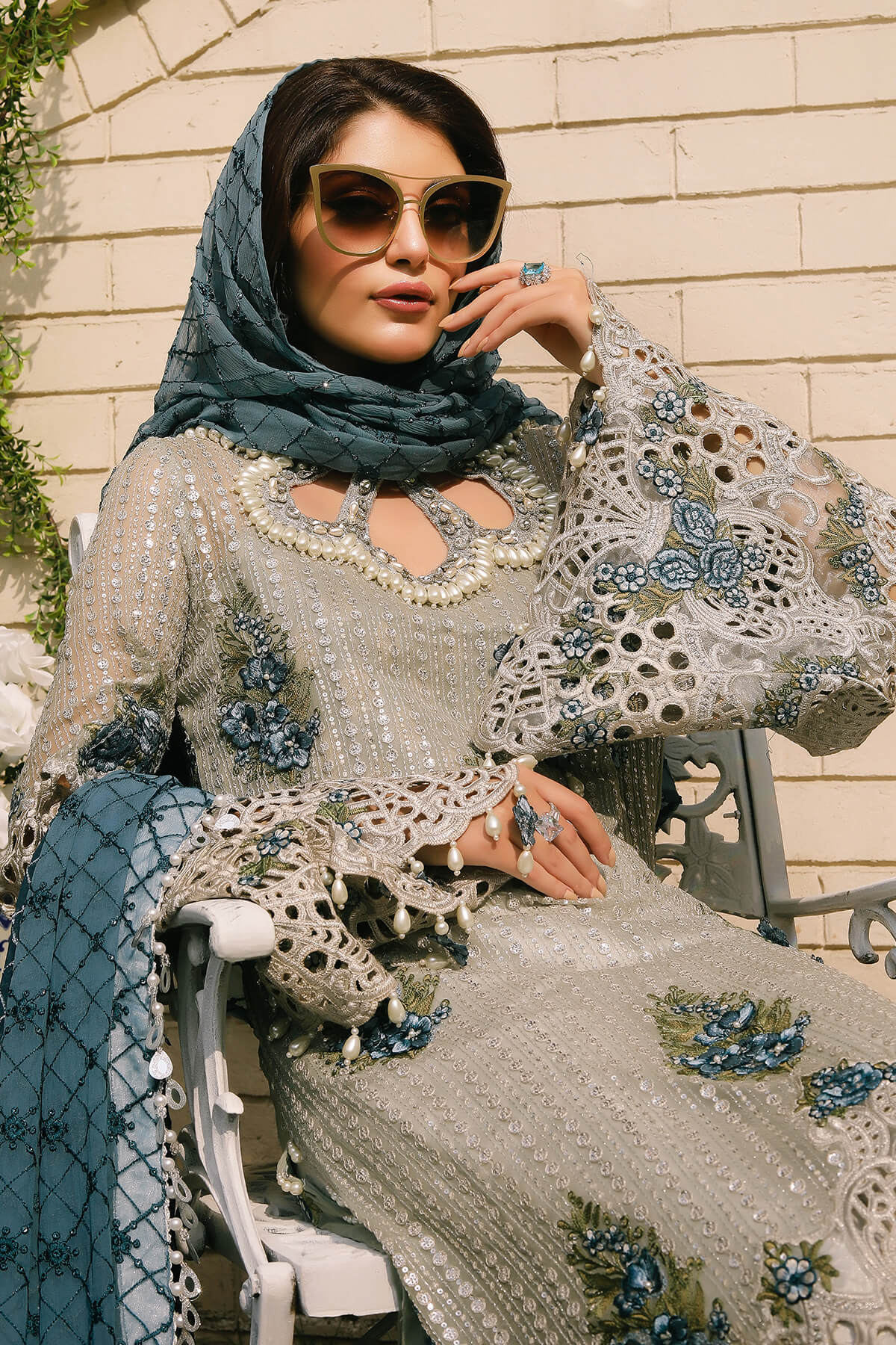 Raeesa Premium | Wajadan Wedding Formals | WD-5 Silver Grey by Raeesa Premium - Designer Dress - Type: Ladies Clothes - Available at Libayah - 100% Original