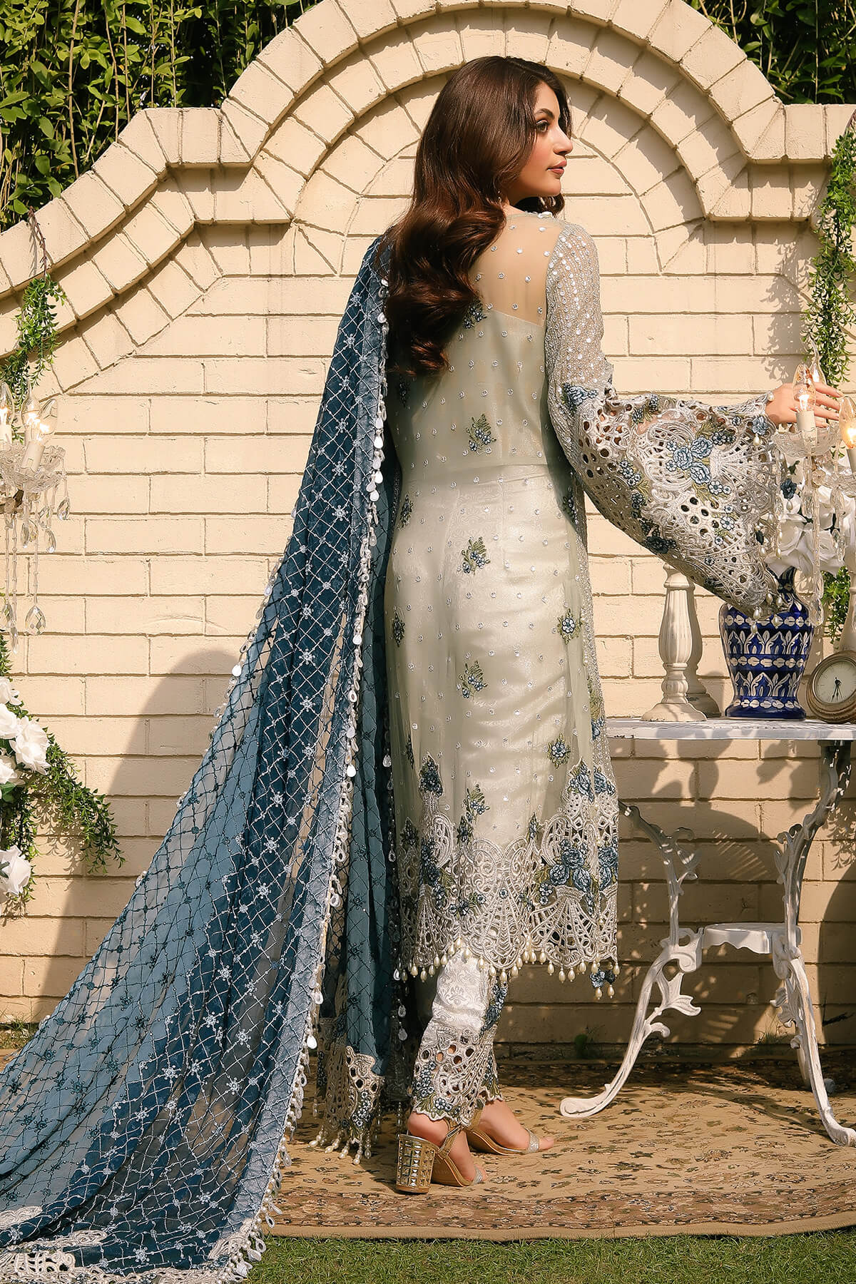 Raeesa Premium | Wajadan Wedding Formals | WD-5 Silver Grey by Raeesa Premium - Designer Dress - Type: Ladies Clothes - Available at Libayah - 100% Original