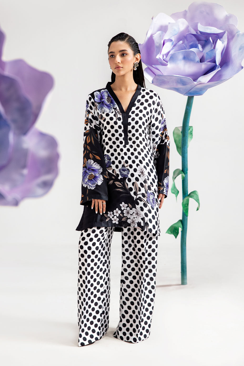 Afsanah | The Print Edit | DARK POLKA AP-110 by Afsanah - Designer Dress - Type: Ladies Clothes - Available at Libayah - 100% Original