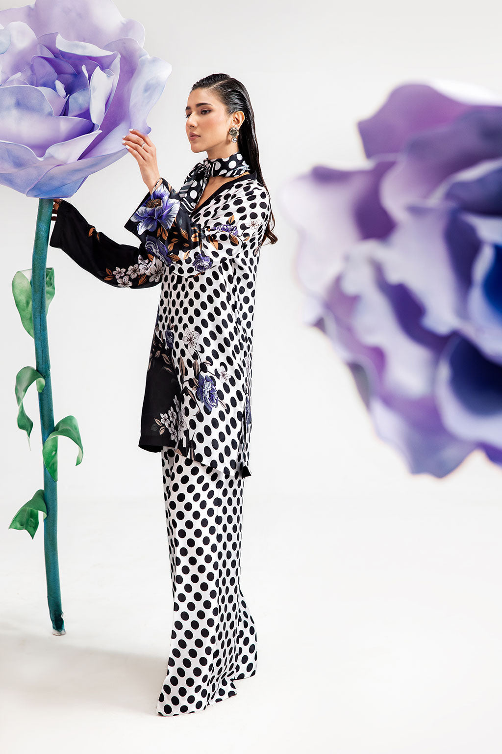 Afsanah | The Print Edit | DARK POLKA AP-110 by Afsanah - Designer Dress - Type: Ladies Clothes - Available at Libayah - 100% Original