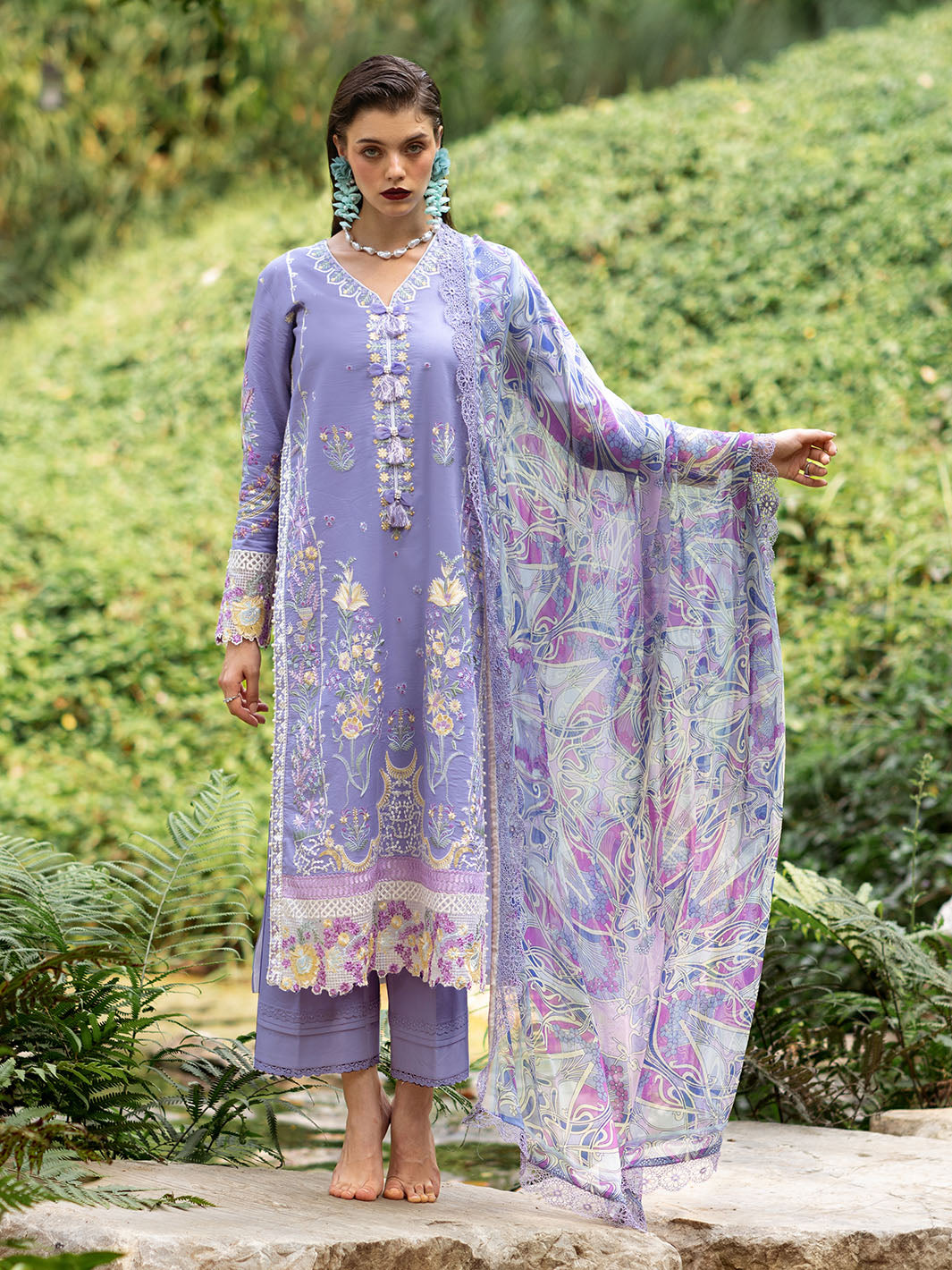 Roheenaz | Dahlia Embroidered Lawn 24 | Aster by Roheenaz - Designer Dress - Type: Ladies Clothes - Available at Libayah - 100% Original
