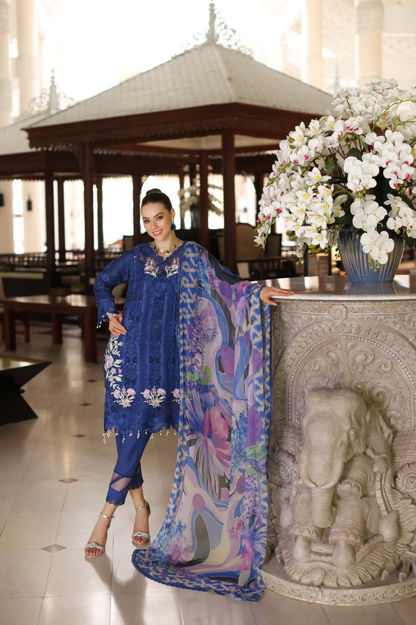 Noor by Saadia Asad | Luxury Chikankari Lawn 24 | D10-B Blue Electric by Noor by Saadia Asad - Designer Dress - Type: Ladies Clothes - Available at Libayah - 100% Original