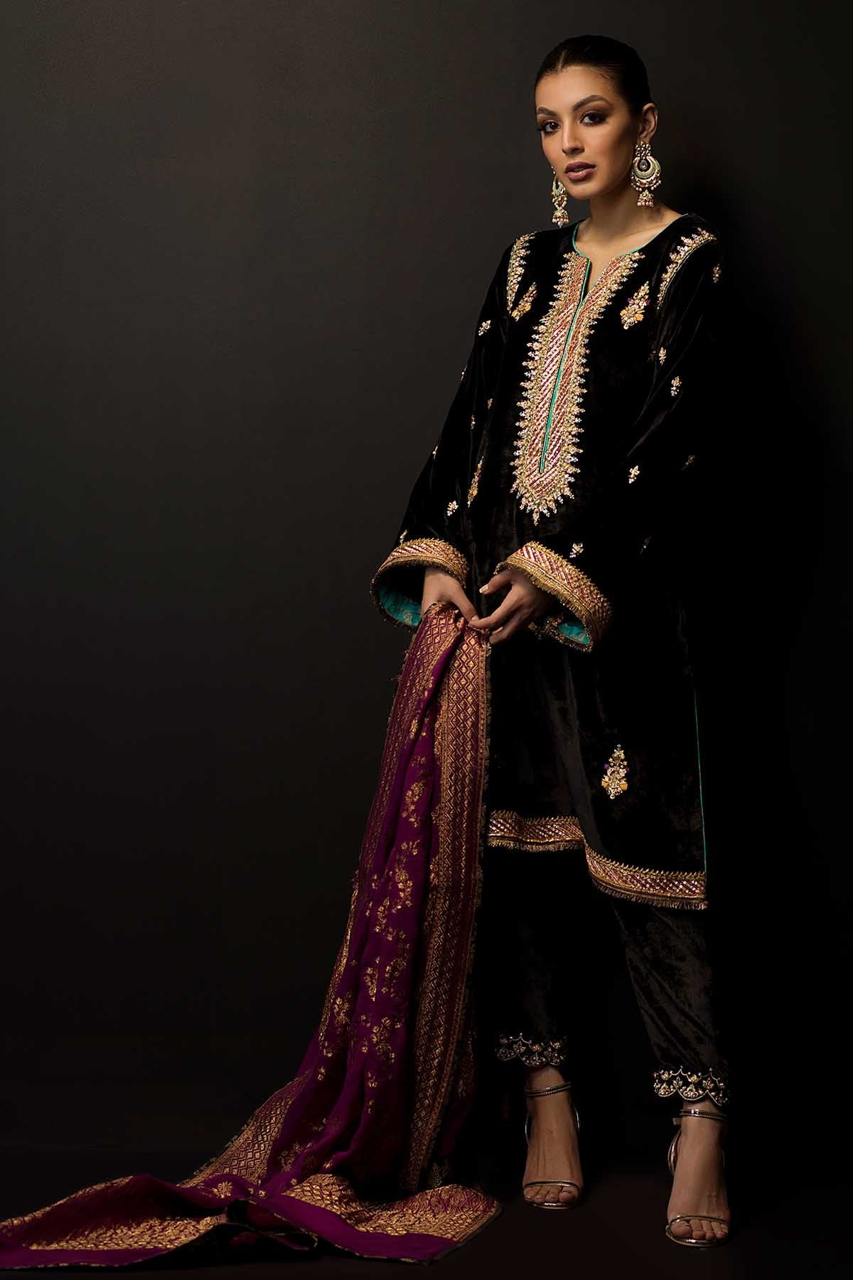 Sana Abbas | Wedding Formals | Black Opal by Sana Abbas - Designer Dress - Type: Ladies Clothes - Available at Libayah - 100% Original