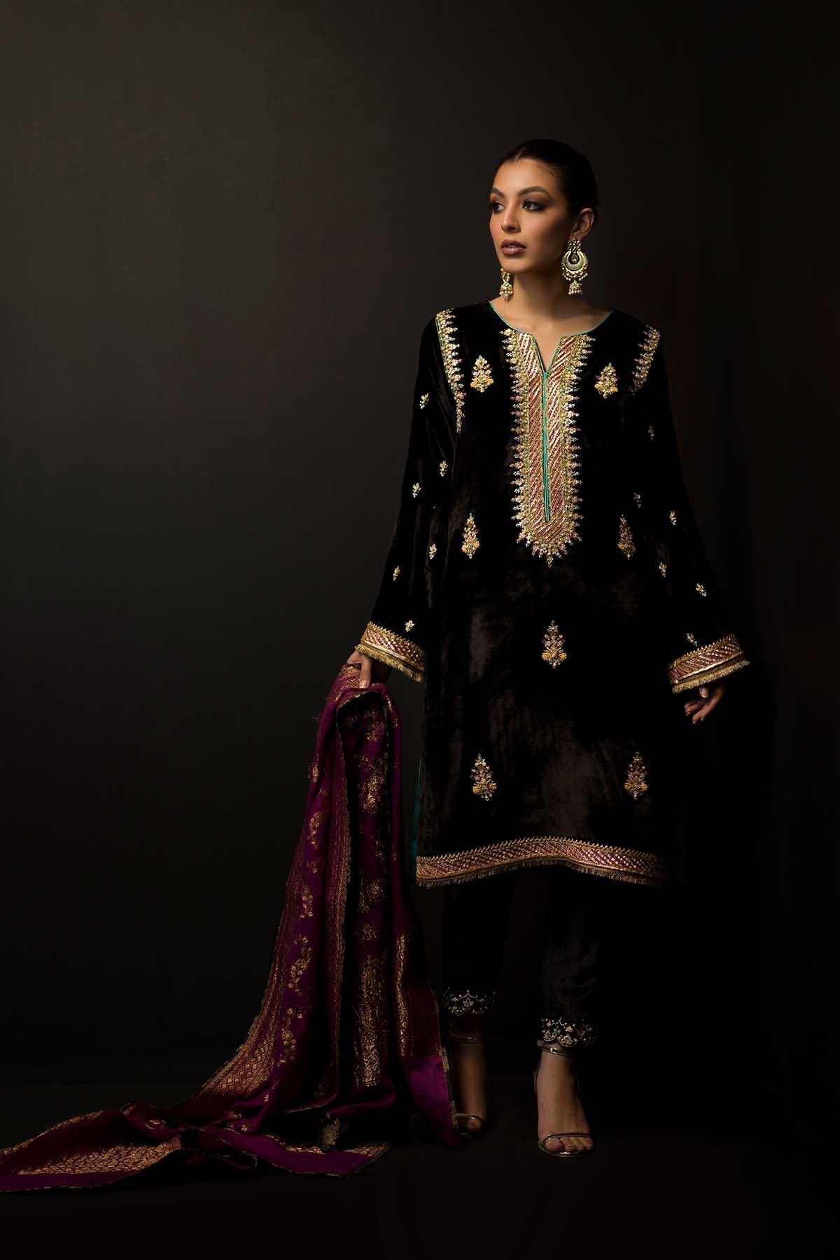Sana Abbas | Wedding Formals | Black Opal by Sana Abbas - Designer Dress - Type: Ladies Clothes - Available at Libayah - 100% Original