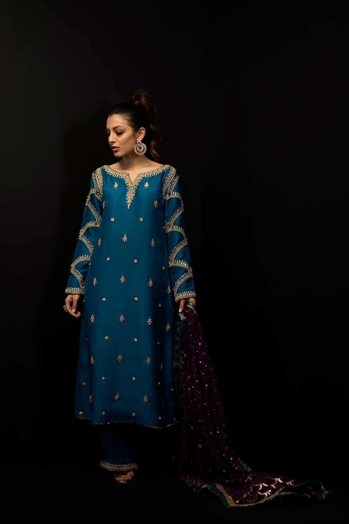 Sana Abbas | Wedding Formals | Turquoise by Sana Abbas - Designer Dress - Type: Ladies Clothes - Available at Libayah - 100% Original