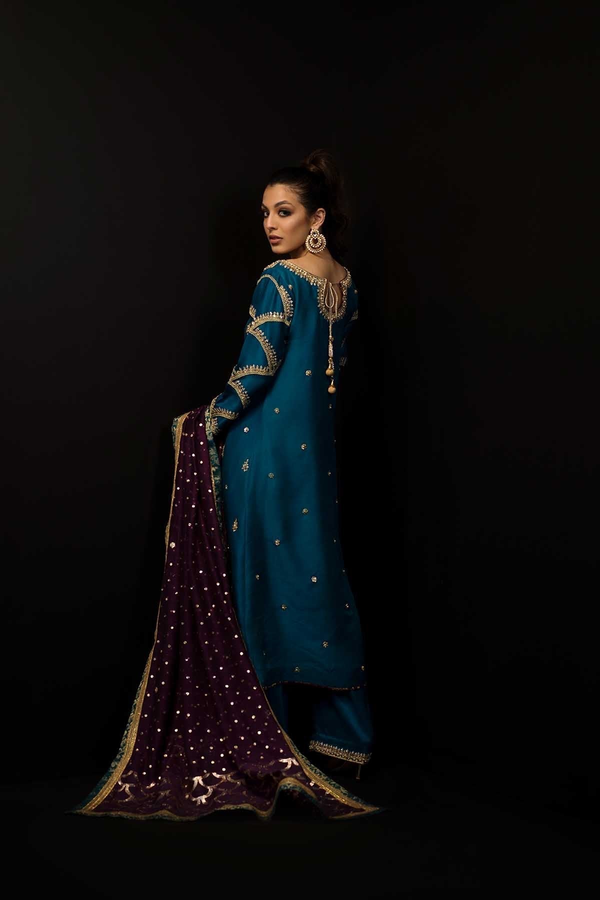 Sana Abbas | Wedding Formals | Turquoise by Sana Abbas - Designer Dress - Type: Ladies Clothes - Available at Libayah - 100% Original