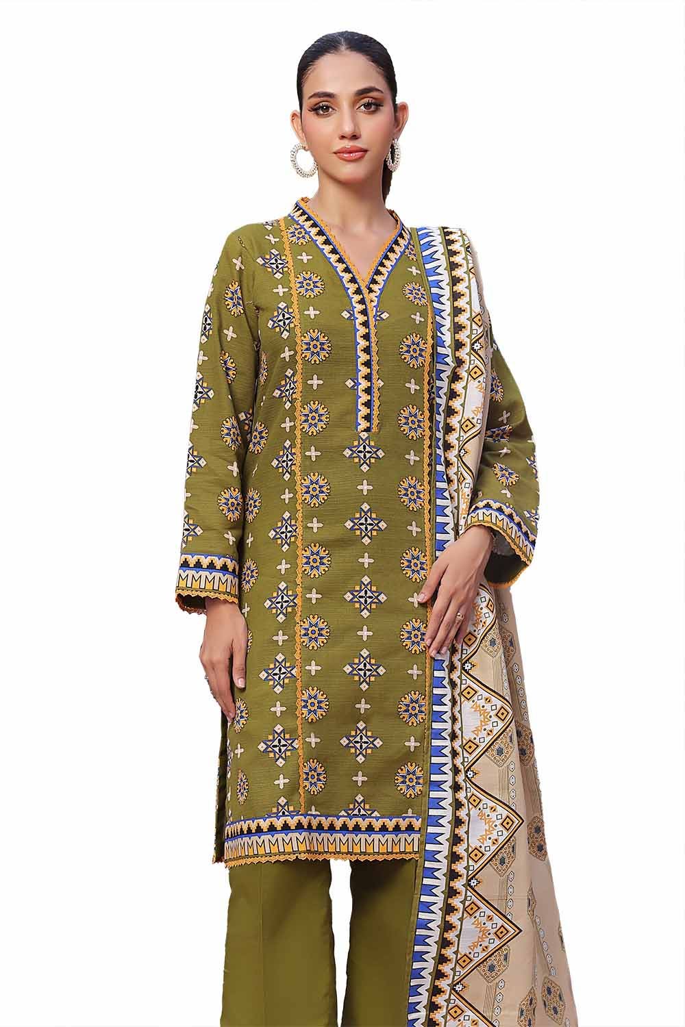 Gul Ahmed | Winter Collection 24 | Khaddar Suit SD-42131 by Gul Ahmed - Designer Dress - Type: Ladies Clothes - Available at Libayah - 100% Original