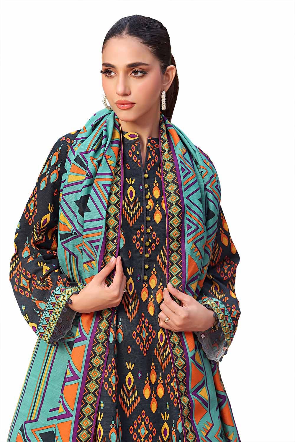 Gul Ahmed | Winter Collection 24 | Khaddar Suit SD-42132 by Gul Ahmed - Designer Dress - Type: Ladies Clothes - Available at Libayah - 100% Original
