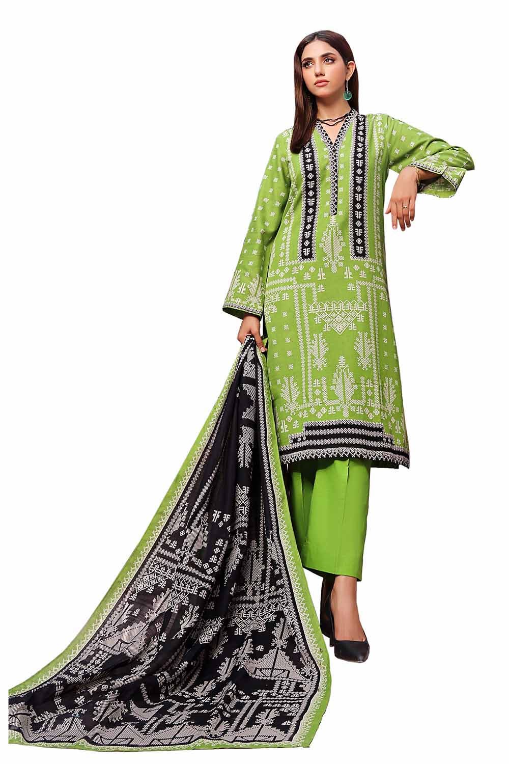 Gul Ahmed | Winter Collection 24 | Khaddar Suit SD-42134 by Gul Ahmed - Designer Dress - Type: Ladies Clothes - Available at Libayah - 100% Original