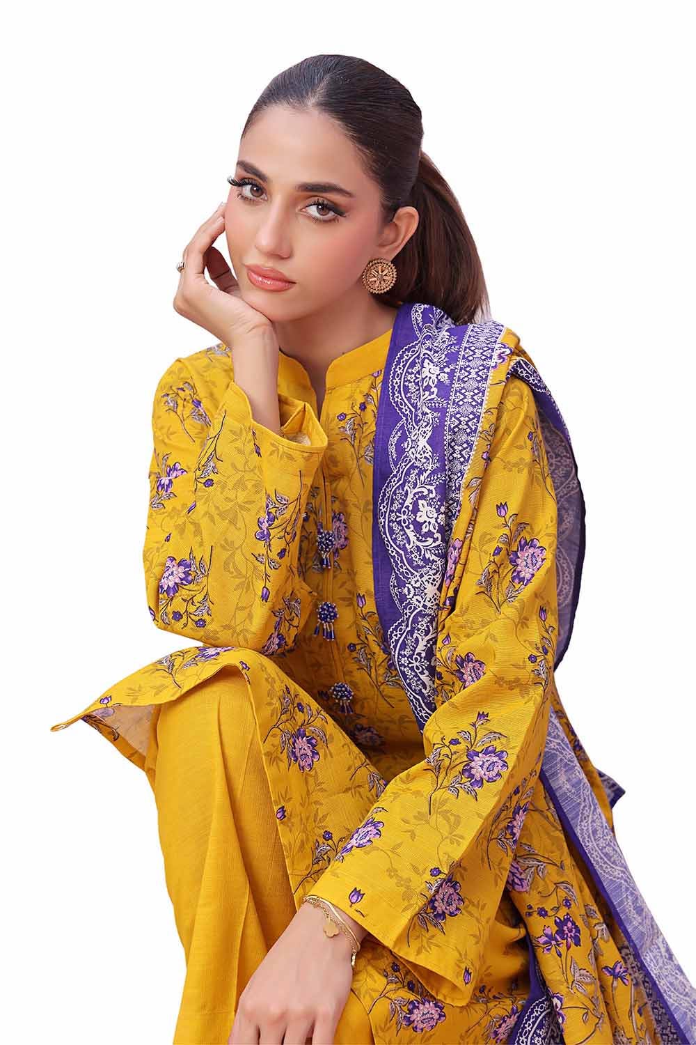 Gul Ahmed | Winter Collection 24 | Khaddar Suit SD-42136 by Gul Ahmed - Designer Dress - Type: Ladies Clothes - Available at Libayah - 100% Original