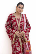 Gul Ahmed | Winter Collection 24 | Gold Printed Polyestor Suit with Printed Sequins Stripe Dupatta SP-42046 by Gul Ahmed - Designer Dress - Type: Ladies Clothes - Available at Libayah - 100% Original