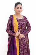 Gul Ahmed | Winter Collection 24 | Gold Printed Polyestor Suit with Printed Sequins Stripe Dupatta SP-42047 by Gul Ahmed - Designer Dress - Type: Ladies Clothes - Available at Libayah - 100% Original