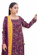 Gul Ahmed | Winter Collection 24 | Gold Printed Polyestor Suit with Printed Sequins Stripe Dupatta SP-42047 by Gul Ahmed - Designer Dress - Type: Ladies Clothes - Available at Libayah - 100% Original