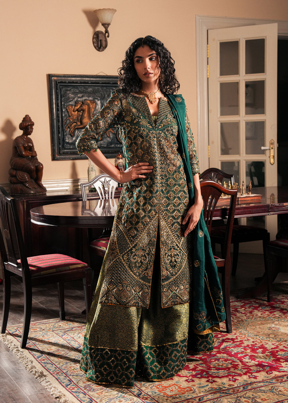 Emerald Echo – authentic Pakistani formal dress from the Laj by Lajwanti Runaway Formals 25 collection for women in the UK