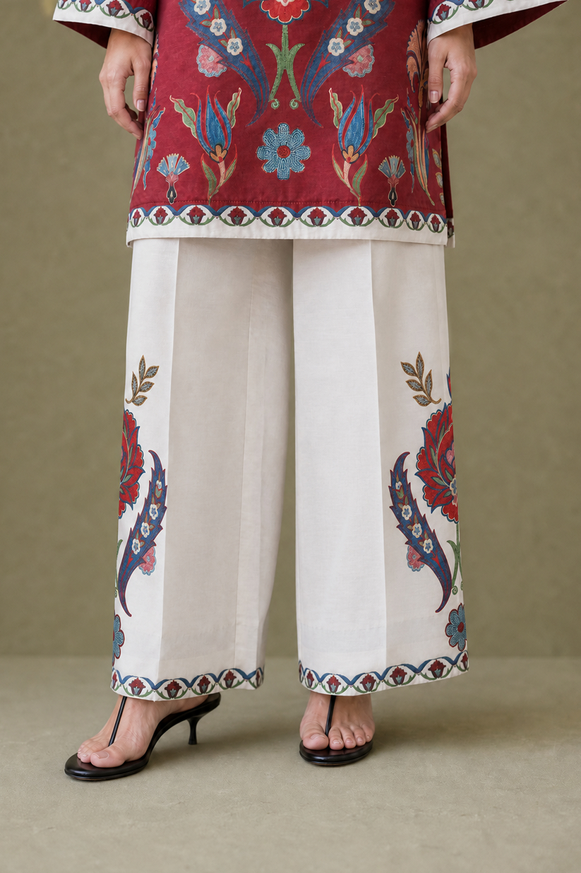 Saad Shaikh | Ease Fall Edit 26 | D-11 Co-ord Set Maroon and White by Saad Shaikh - Designer Dress  - Type : Ladies Clothes - Available at Libayah - 100% Original 