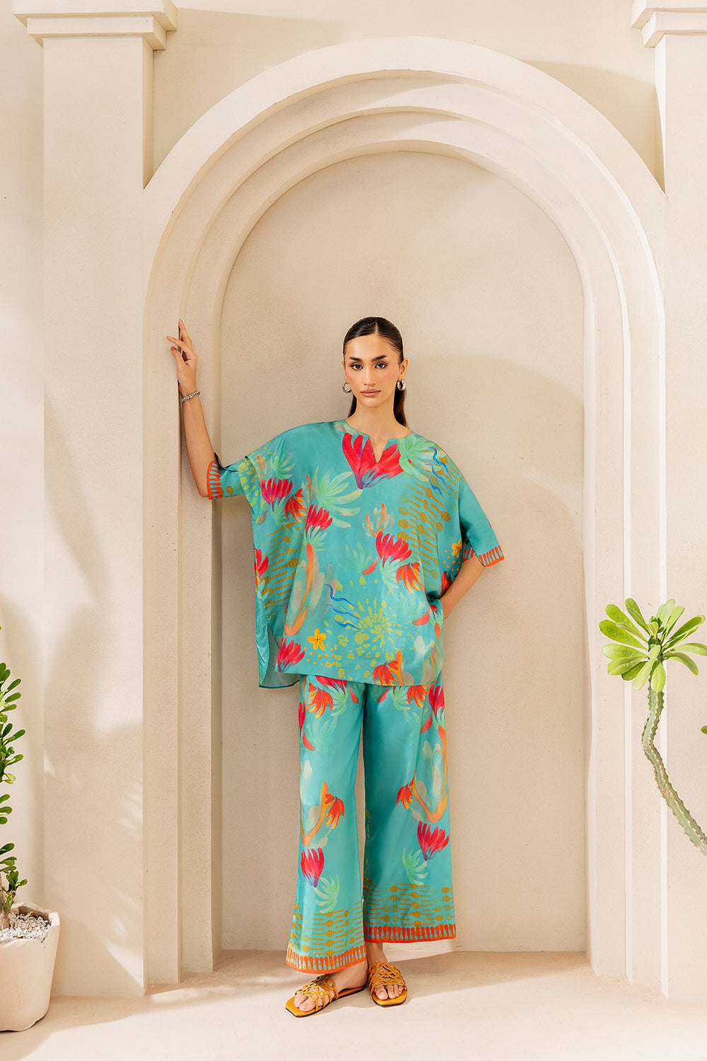 SUNSET SAMBA - SRSP-25-03 – authentic Pakistani dress from the Saira Rizwan Silk Coords 25 collection for women in the UK.