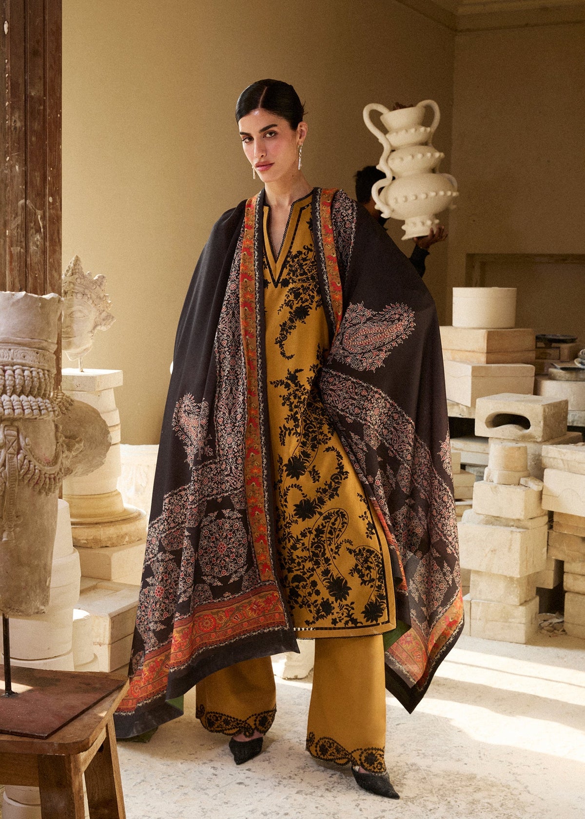 Hussain Rehar | Khaddar Pret 25 |MERI GOLD by Hussain Rehar - Designer Dress  - Type : Ladies Clothes - Available at Libayah - 100% Original 