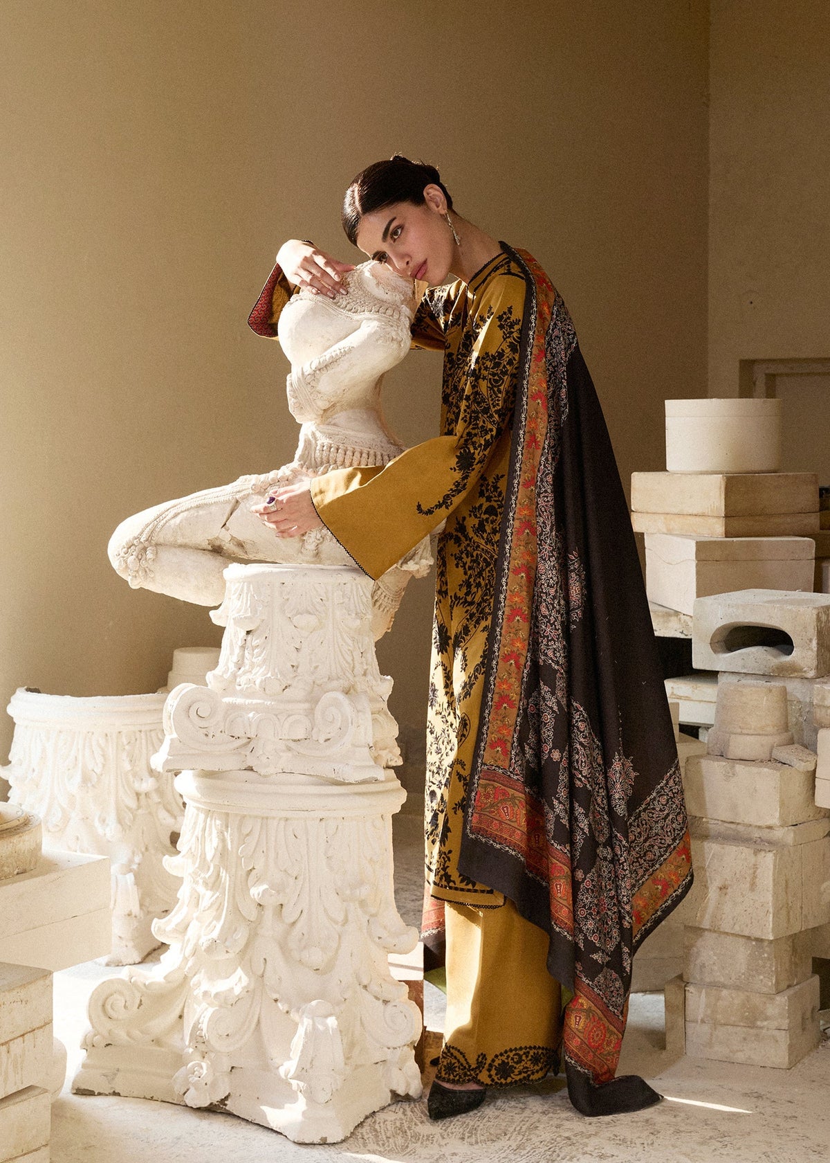 Hussain Rehar | Khaddar Pret 25 |MERI GOLD by Hussain Rehar - Designer Dress  - Type : Ladies Clothes - Available at Libayah - 100% Original 